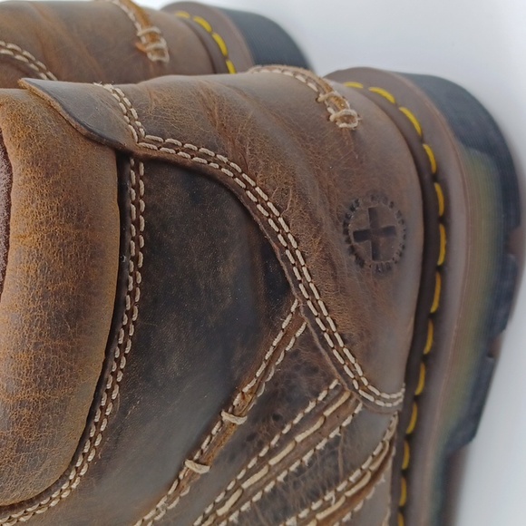 Doc Martens Quincy Chunky Leather Boots Size 12M Brown 90s Y2K Unisex - Picture 4 of 14